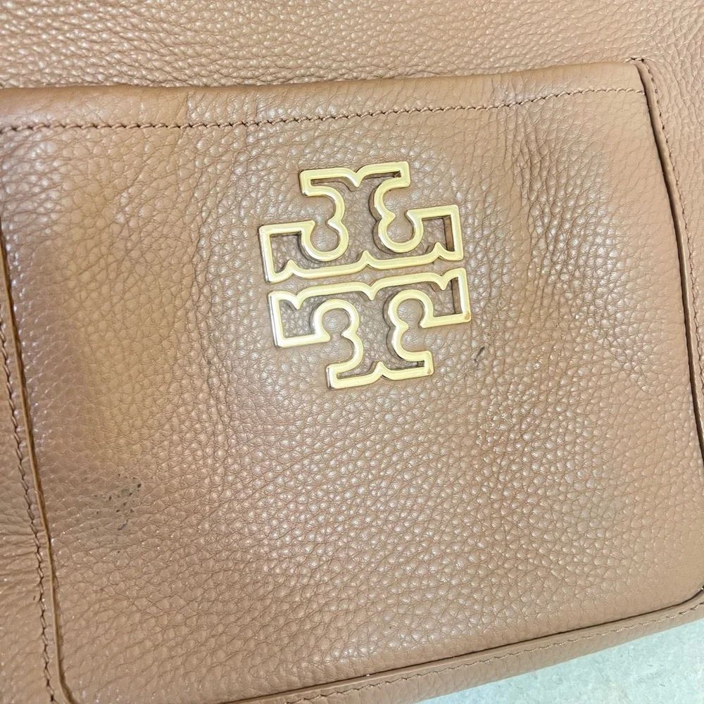 Tory Burch Britten Leather tan‎ brown Large Backpack  classic casual work